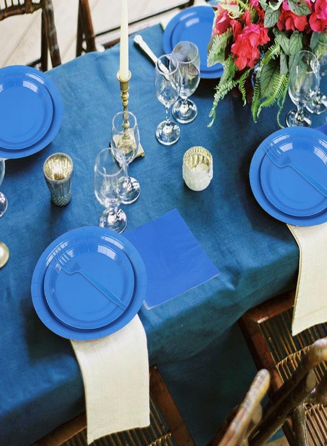 Fairooth 100 Count Blue Paper Plates, Napkins, and Forks - Disposable Party Tableware Set for Wedding, Birthday, Bridal Shower, Baby Shower - Serves 25 - Image 4