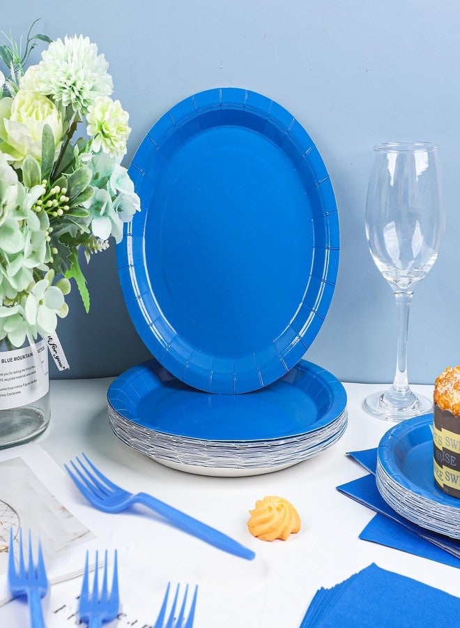 Fairooth 100 Count Blue Paper Plates, Napkins, and Forks - Disposable Party Tableware Set for Wedding, Birthday, Bridal Shower, Baby Shower - Serves 25 - Image 5