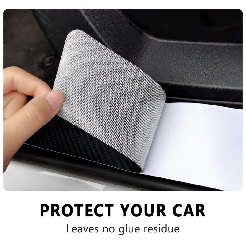 NHHC 4Pcs Car Door Sill Protector,Sport Carbon Fiber Threshold Anti-Scratch Sticker Door Edge Protection Decorate,Auto Interior Accessories Self-Adhesive Anti-Scratch (White/Sport) - Image 3