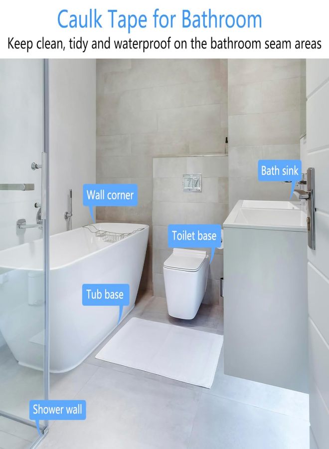 Cinta de Calafateo Transparente Autoadhesiva Impermeable, Cinta Adhesiva de Calafateo Transparente para Sellado de Cocina y Pared, Tira Selladora de Calafateo para Baño, Inodoro, Bañera, Fregadero - Image 5