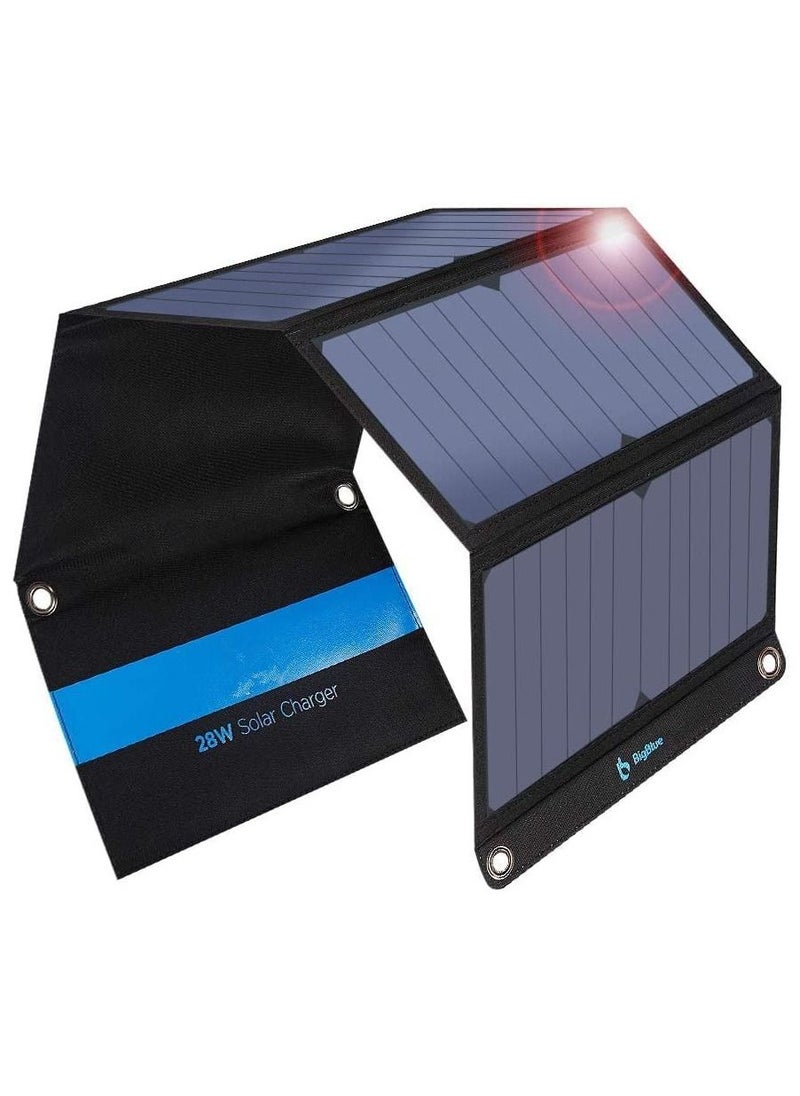 Generic 3 USB Ports 28W Solar Charger(5V/4.8A Max), Portable SunPower Solar Panel for Camping, IPX4 Waterproof, Compatible with iPhone 11/XS/XS Max/XR/X/8/7, iPad, Samsung Galaxy LG etc.  - Image 1
