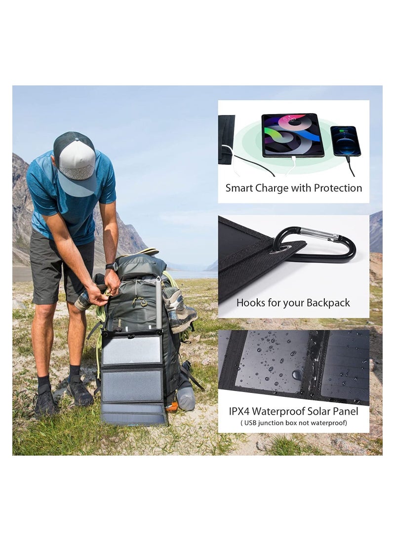 Generic 3 USB Ports 28W Solar Charger(5V/4.8A Max), Portable SunPower Solar Panel for Camping, IPX4 Waterproof, Compatible with iPhone 11/XS/XS Max/XR/X/8/7, iPad, Samsung Galaxy LG etc.  - Image 5