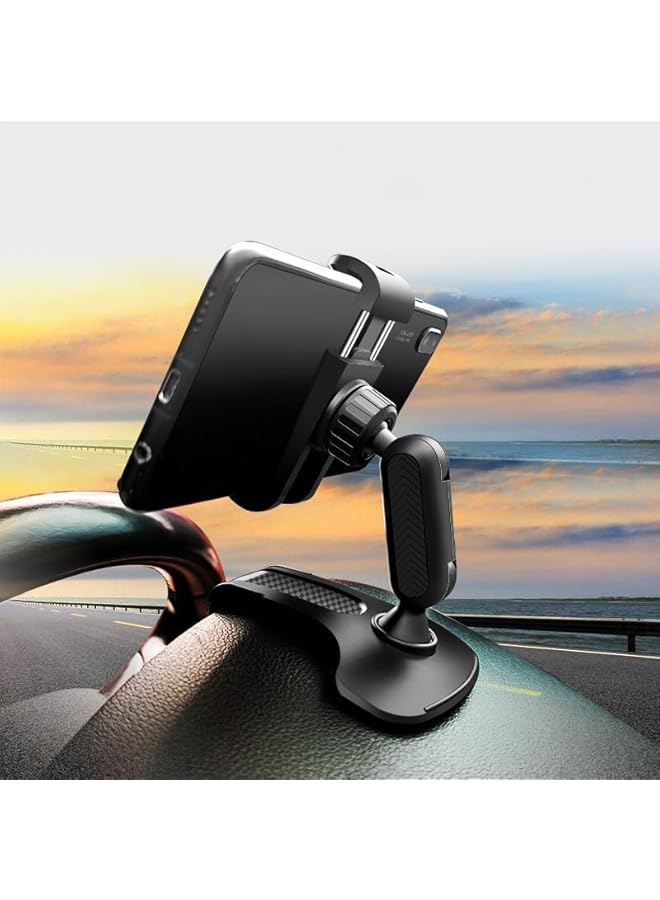 S-TOP Car Phone Holder Rotating Clip Dashboard Mount Stable Material Car Cellphone Bracket No Tools Installation for Rearview Mirror and Dash Use Black - Image 3