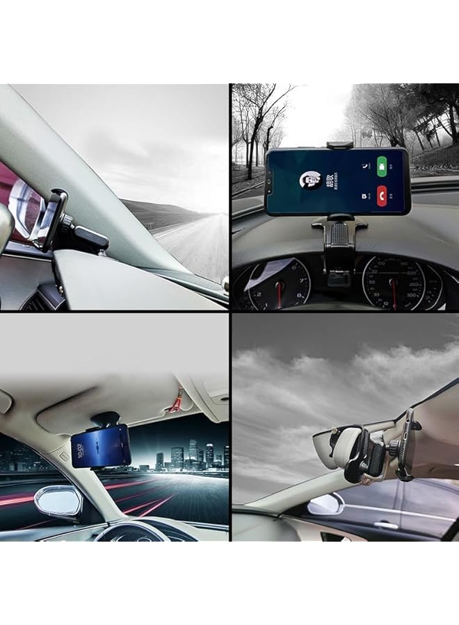 S-TOP Car Phone Holder Rotating Clip Dashboard Mount Stable Material Car Cellphone Bracket No Tools Installation for Rearview Mirror and Dash Use Black - Image 4