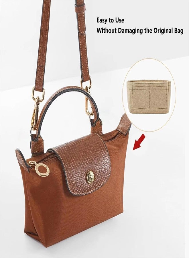 Umiup Felt Mini Purse Organizer Insert for Longchamp Small Tote Bag, Ultimate Mini Bag Storage & Finishing Inner Bag Liner for a Chic Handbags Insert Organizer Fit Small Size(1.97 * 6.5 * 3.15in) - Image 4