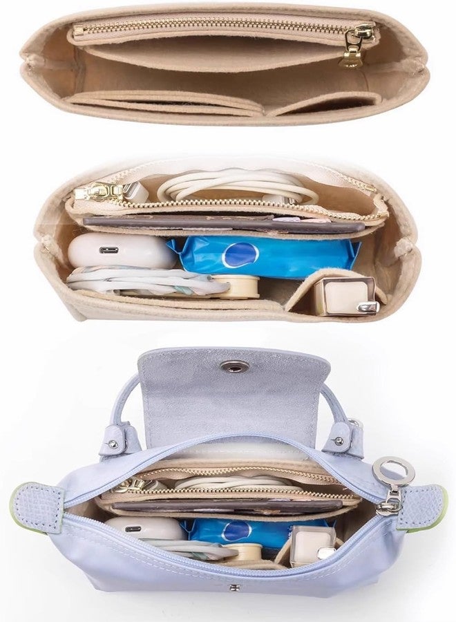 Umiup Felt Mini Purse Organizer Insert for Longchamp Small Tote Bag, Ultimate Mini Bag Storage & Finishing Inner Bag Liner for a Chic Handbags Insert Organizer Fit Small Size(1.97 * 6.5 * 3.15in) - Image 3