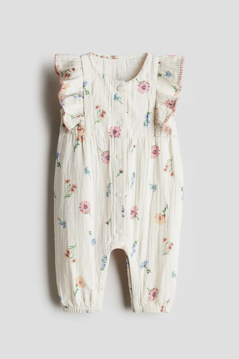 اتش اند ام Frilled muslin romper suit