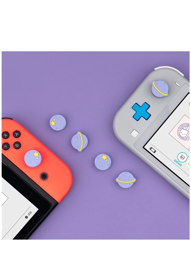 Thumb Grip Caps Compatible with Nintendo Switch / OLED / Switch Lite ,Soft Silicone Joystick Rocker Cover,4PCS (Purple Happy Planet Pattern) - Image 3