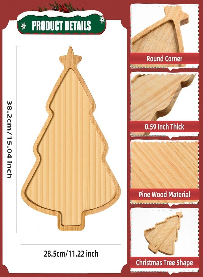 FOBSME Christmas Tree Shape Wooden Serving Tray - Wooden Charcuterie Board for Xmas Holiday Housewarming Supply, 15.04x11.22x0.59 - Image 2