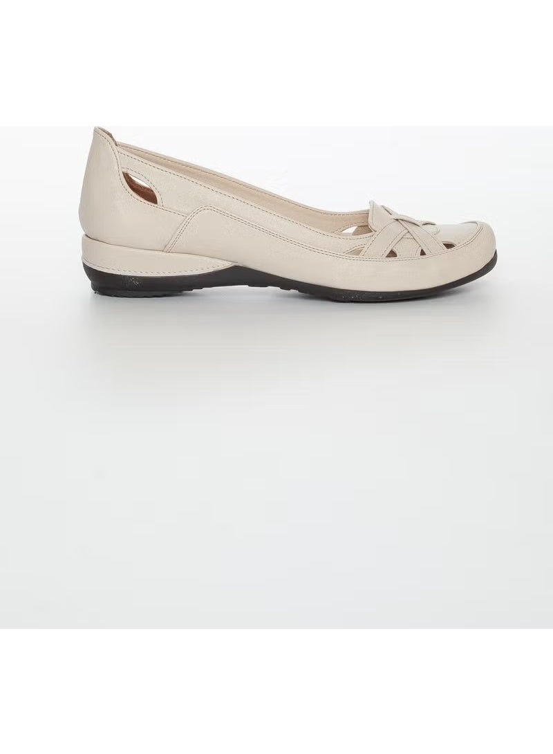 Slices Shoes Cage Model Beige Women's Ballerinas - Image 2