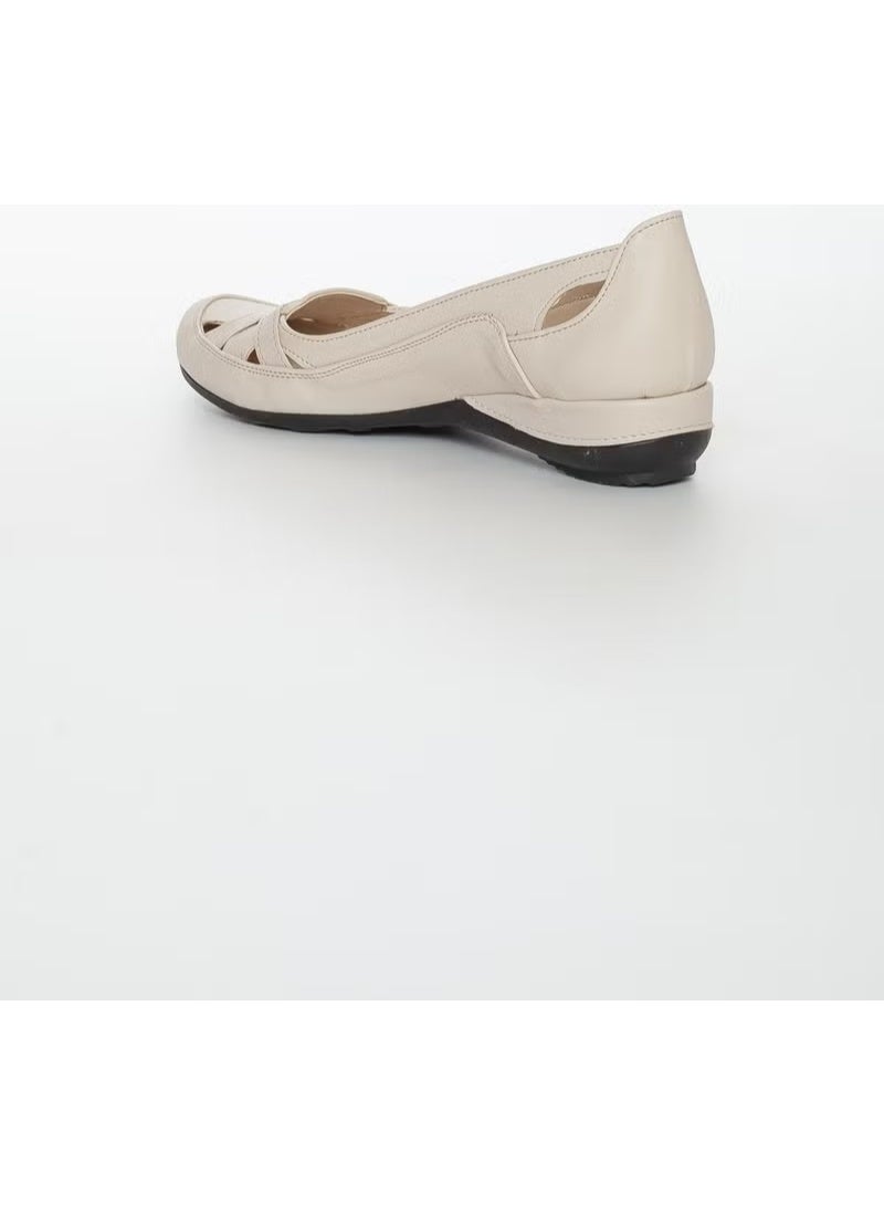 Slices Shoes Cage Model Beige Women's Ballerinas - Image 3