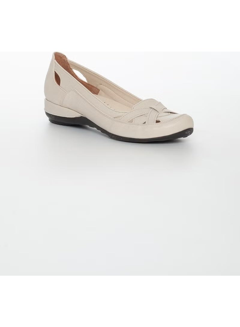 Slices Shoes Cage Model Beige Women's Ballerinas - Image 4