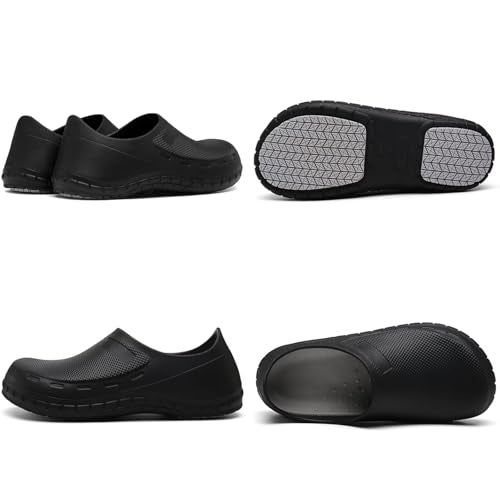 Haifago Chef Shoes for Men Non Slip Waterproof Oil Resistant Kitchen Work Shoe Food Service, Mens Nursing Clogs Standing All Day Comfortable Black - Image 5