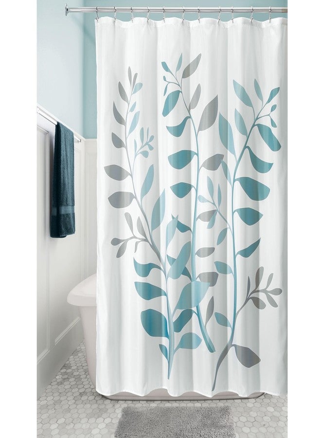 InterDesign iDesign Laurel Fabric Polyester Shower Curtain, 72" x 72" - Gray/Blue - Image 1