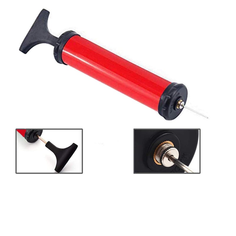 HDNNC Portable Ball Pump, Air Pump, Hand Pump Inflator Kit with 4 Needles 2 Nozzle 1 Extension Hose for Basketball Football Volleyball Soccer - Red - Image 3