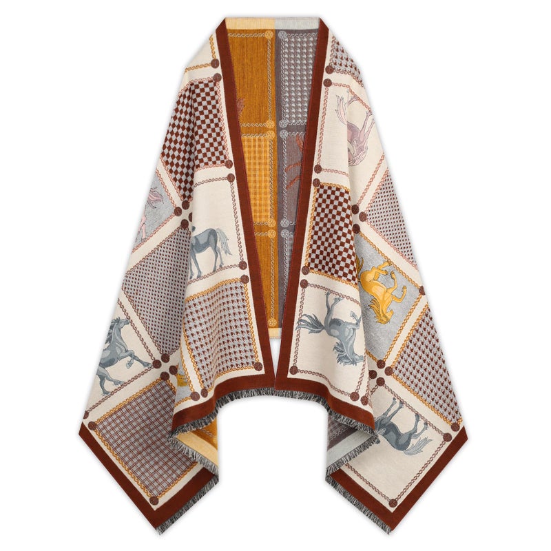 EXTREE Scarfs for Women Pashmina Silky Shawl Wrap for Evening Dressing Blanket Open Front Poncho Cape - Image 1