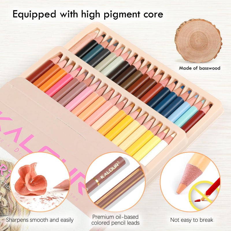 KALOUR PDAS 36 Skin Tones Colored Pencils Portrait Set Oil Based Pre-sharpened Drawing Pencils for Beginner Adult Artist Coloring Book Drawing Sketching Art Project, With Light Fast Ratings - Image 3