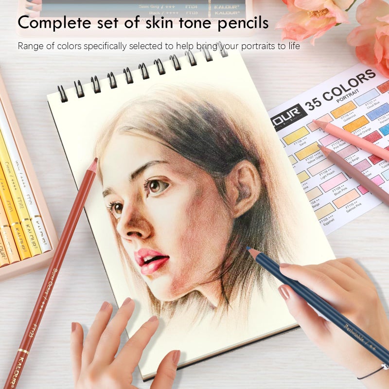 KALOUR PDAS 36 Skin Tones Colored Pencils Portrait Set Oil Based Pre-sharpened Drawing Pencils for Beginner Adult Artist Coloring Book Drawing Sketching Art Project, With Light Fast Ratings - Image 2