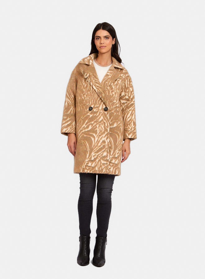 Women Regular Fit Coat - Brown