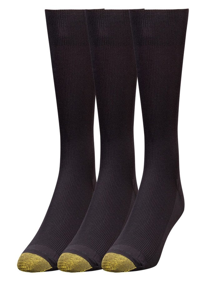 GOLDTOE Gold Toe Men's Cotton Metropolitan Dress Socks, 3-Pairs, Black, L - Image 1