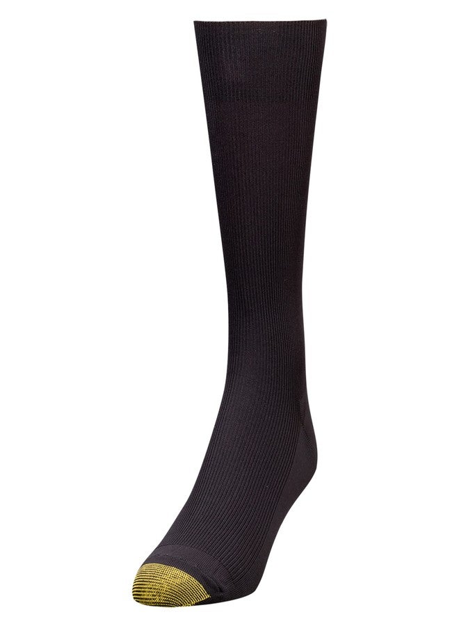 GOLDTOE Gold Toe Men's Cotton Metropolitan Dress Socks, 3-Pairs, Black, L - Image 2