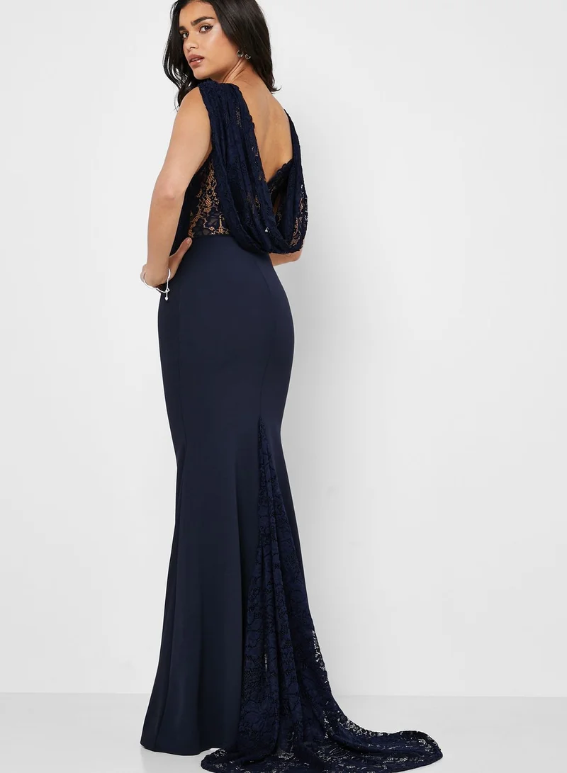 Missguided Cowl Back Lace Dress