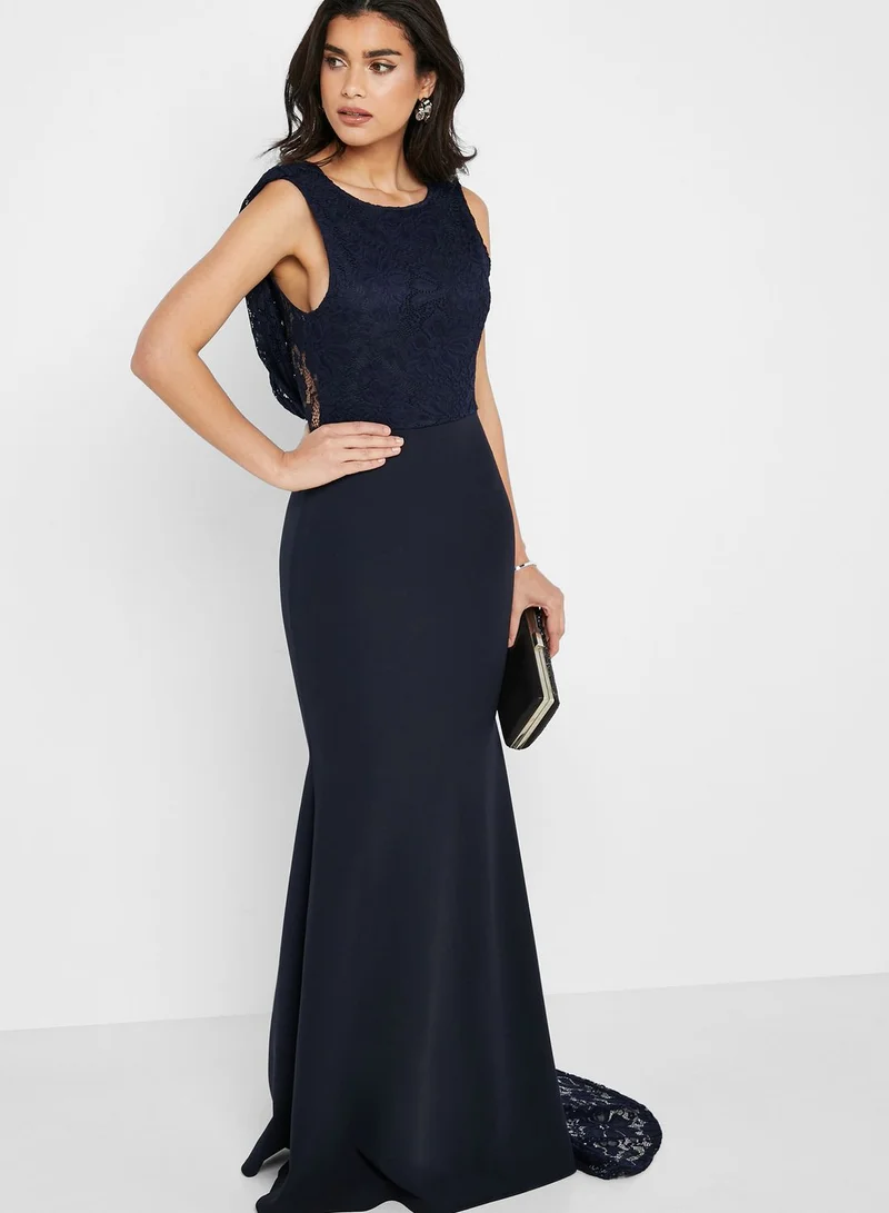 Missguided Cowl Back Lace Dress