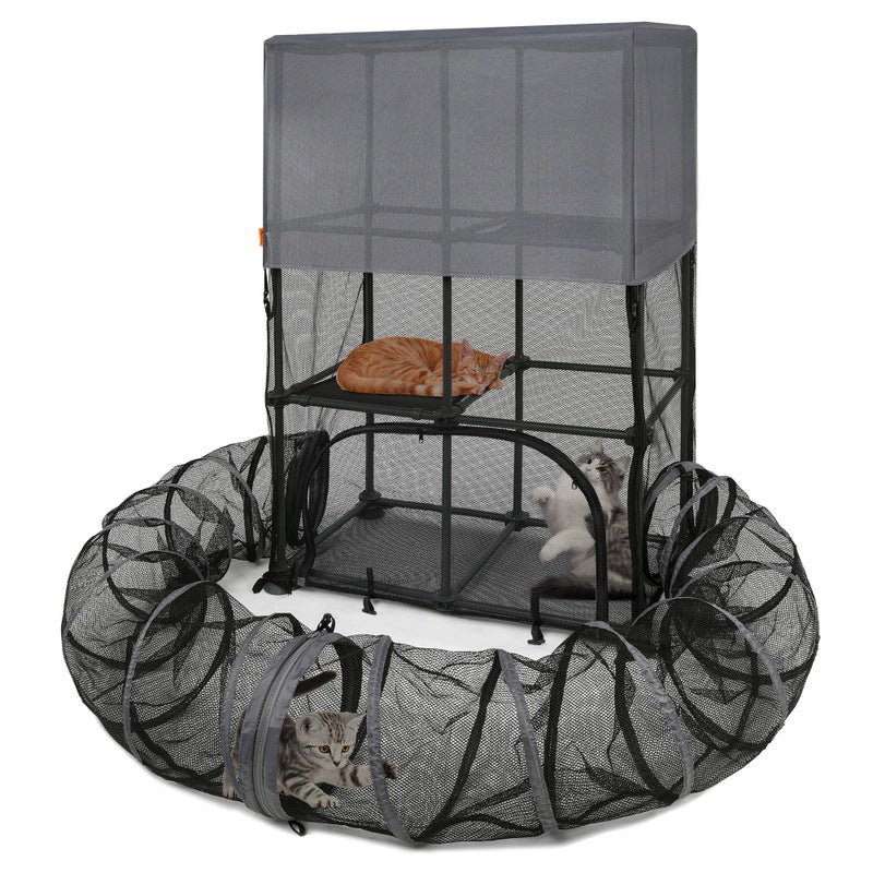 PetEase Catio Outdoor Cat Enclosure for Cats & Small Animals, Pet Playpen Cat Climber with Removable Pet Tunnel for Indoor/Outdoor Use - Image 1