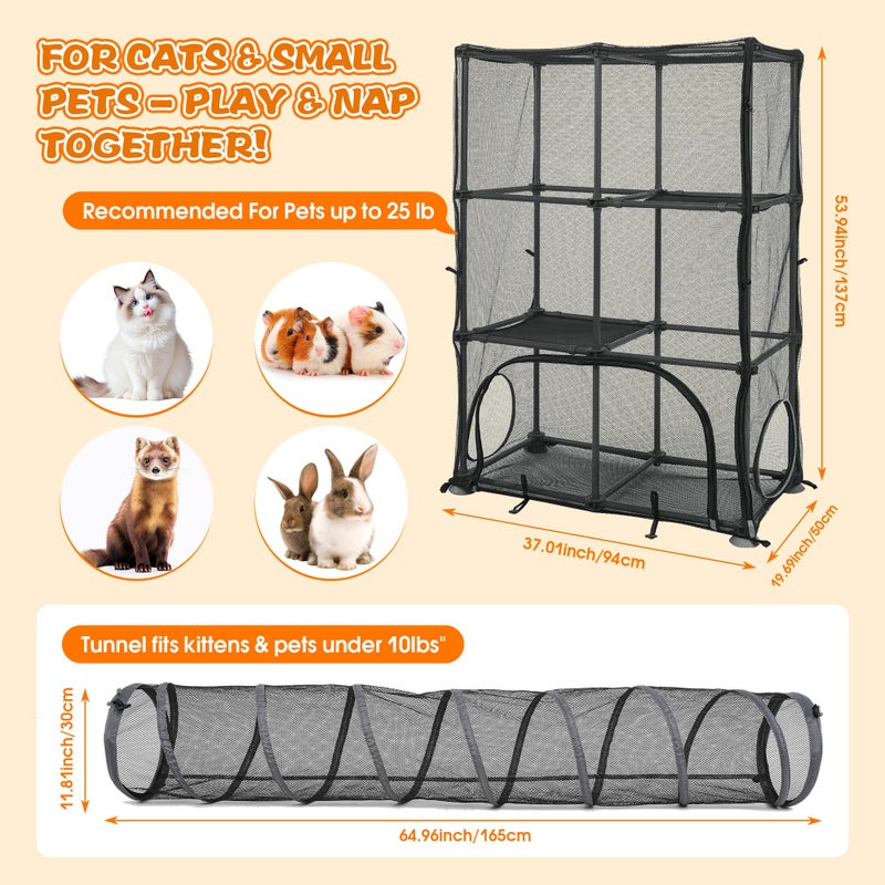 PetEase Catio Outdoor Cat Enclosure for Cats & Small Animals, Pet Playpen Cat Climber with Removable Pet Tunnel for Indoor/Outdoor Use - Image 3