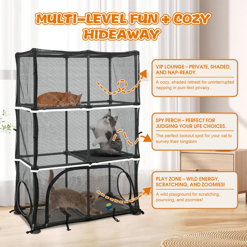 PetEase Catio Outdoor Cat Enclosure for Cats & Small Animals, Pet Playpen Cat Climber with Removable Pet Tunnel for Indoor/Outdoor Use - Image 4