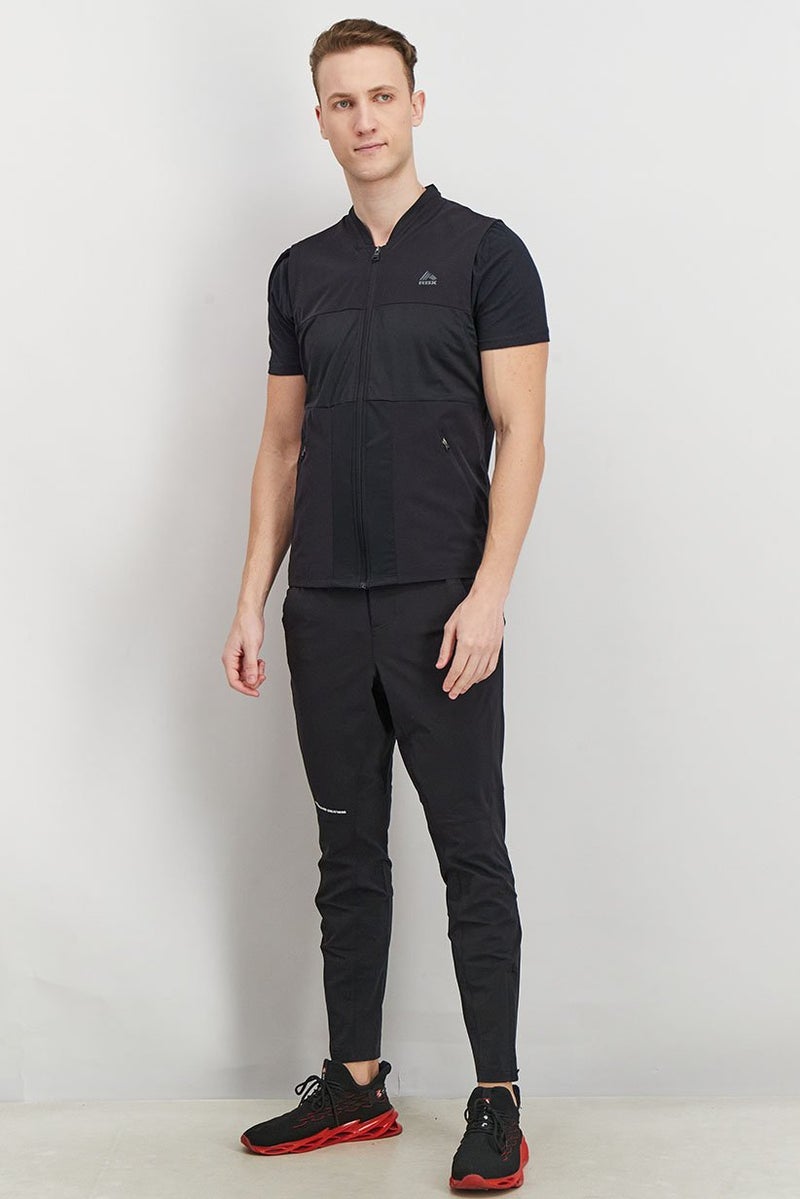 RBX Men Sportswear Fit Sleeveless Training Full Zip Vest, Black - Image 2