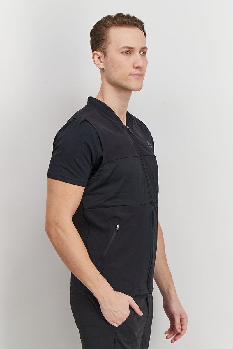 RBX Men Sportswear Fit Sleeveless Training Full Zip Vest, Black - Image 4