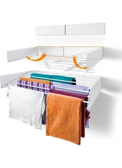 Urban Nouk Metal Clothes Drying Hanger - Wall Mounted Drying Rack - (120 Cm/White) White  - Image 1