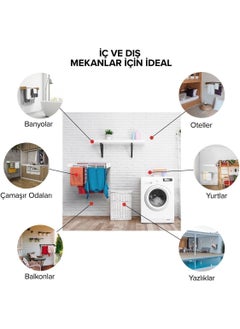 Urban Nouk Metal Clothes Drying Hanger - Wall Mounted Drying Rack - (120 Cm/White) White  - Image 4