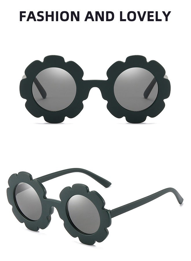 نظارات شمسية للأطفال على شكل زهرة، نظارات دائرية على شكل زهرة، نظارات حماية من الأشعة فوق البنفسجية للشاطئ في الهواء الطلق، مناسبة لمستلزمات حفلات أعياد الميلاد - أسود - Image 2