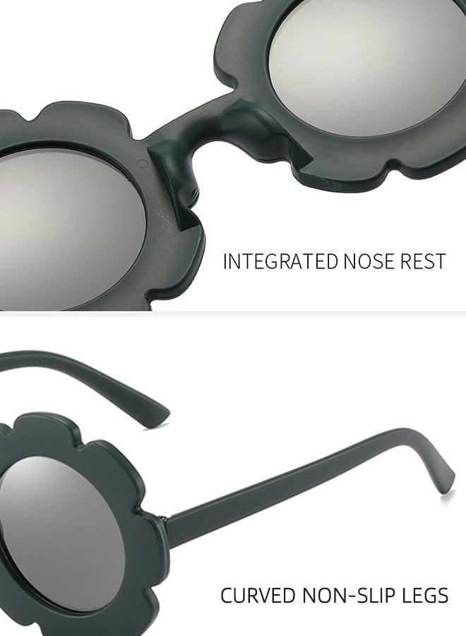 نظارات شمسية للأطفال على شكل زهرة، نظارات دائرية على شكل زهرة، نظارات حماية من الأشعة فوق البنفسجية للشاطئ في الهواء الطلق، مناسبة لمستلزمات حفلات أعياد الميلاد - أسود - Image 4