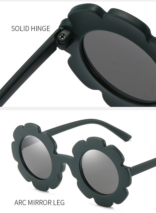 نظارات شمسية للأطفال على شكل زهرة، نظارات دائرية على شكل زهرة، نظارات حماية من الأشعة فوق البنفسجية للشاطئ في الهواء الطلق، مناسبة لمستلزمات حفلات أعياد الميلاد - أسود - Image 3