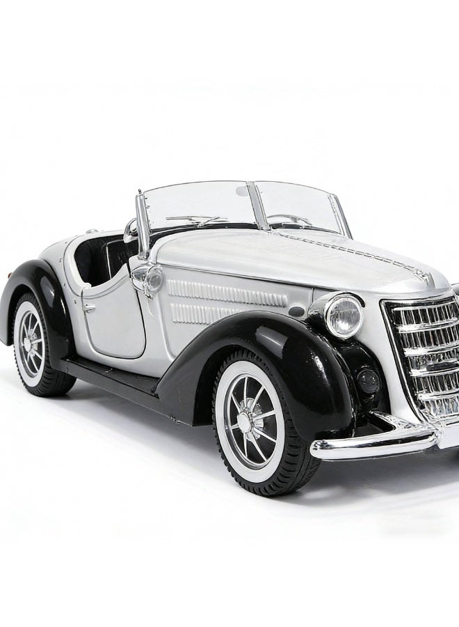 White 1:32 scale replica alloy retro car model. Classic design, exquisite ornament. Doors open with pullback mechanism. A great collectible toy for children. - Image 5