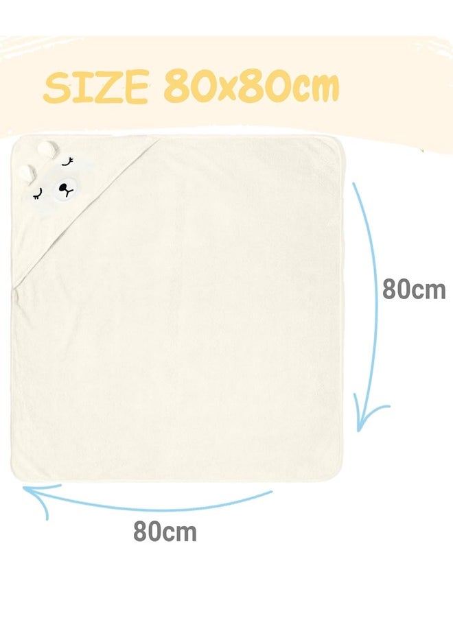 ZCM-HAPPY Baby Hooded Coral Fleece Bath Towel White Bear Cute Baby Bath Towel Soft Cozy Ideal for Bath Time with Hood for Extra Warmth and Comfort for Infants Newborn Hooded Baby Towel Ultra Absorbent Soft Cotton Hooded Washcloth for Baby Toddler Infant Unisex Cute Baby Bath Towel Newborn Bath Towel Bath Towel for Baby  - Image 2