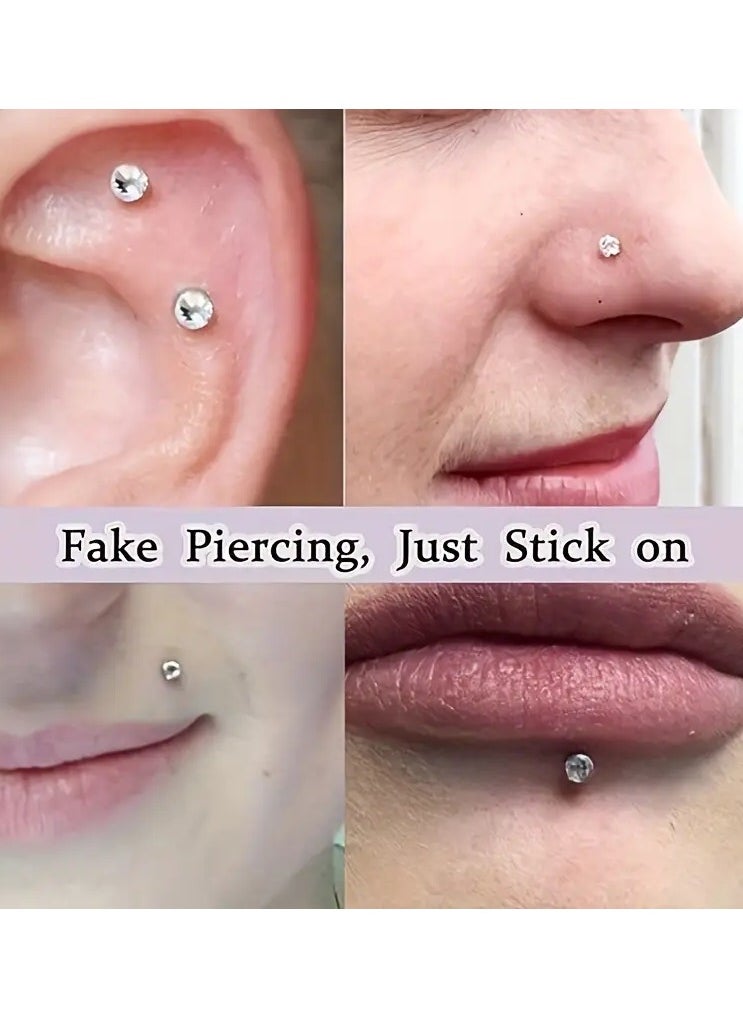 LANGMANNI 1350pcs Fake Nose Ring Set - 2mm, 2.5mm, 3mm Non-Piercing Stick-On Nose Pins & Face Gems by GDGDSY  - Image 1