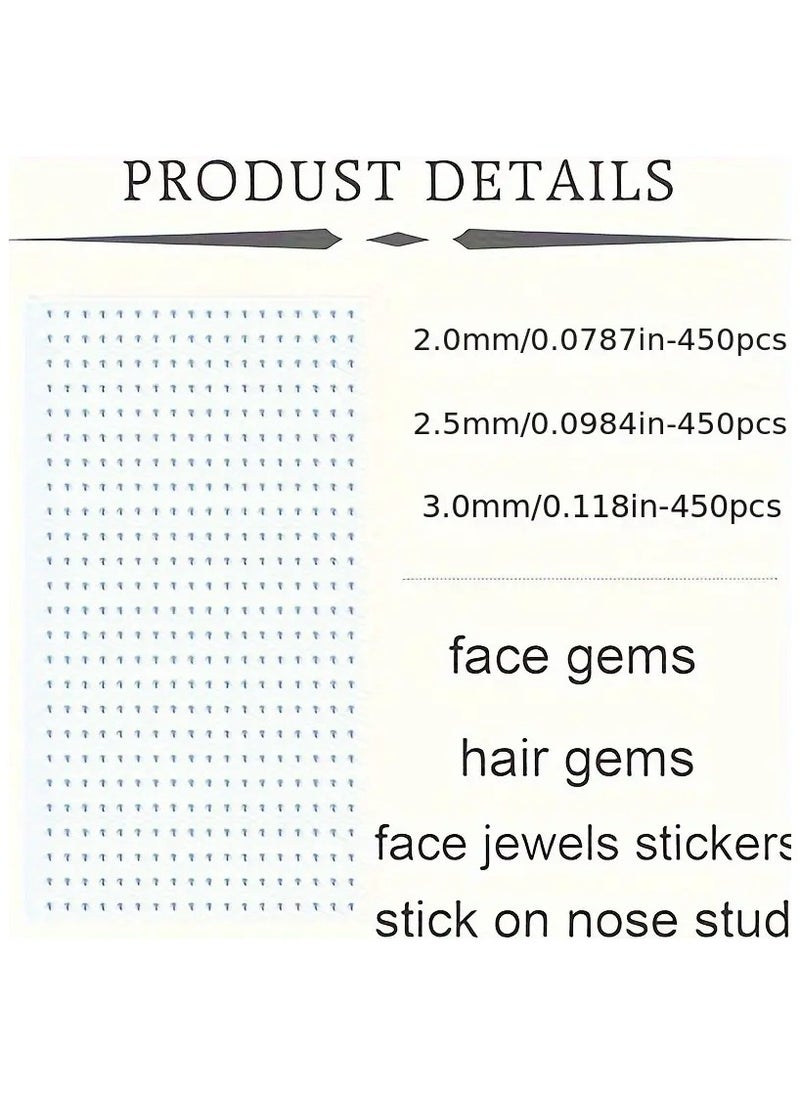 LANGMANNI 1350pcs Fake Nose Ring Set - 2mm, 2.5mm, 3mm Non-Piercing Stick-On Nose Pins & Face Gems by GDGDSY  - Image 3