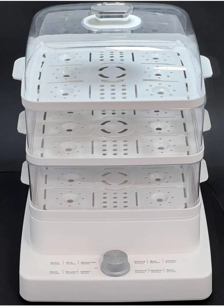 Generic Food Steamer 3 Tier Detachable With Timer And Dishwasher Safe Which Makes Preparation Quick Easy 1200W and 1300 ML  - Image 2