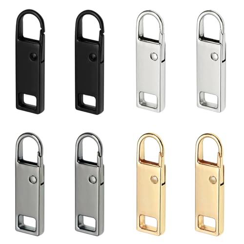 Urmspst Zipper Pull Replacement (Upgraded), 8 Pcs Detachable Zipper Pull Tabs for Luggage Clothing Jackets Backpacks Boots Purse Coat(4 Color Black, Silver, Gold, Brilliant Black) - Image 1