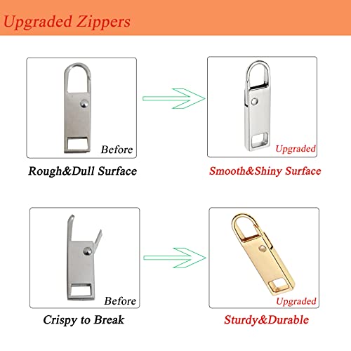 Urmspst Zipper Pull Replacement (Upgraded), 8 Pcs Detachable Zipper Pull Tabs for Luggage Clothing Jackets Backpacks Boots Purse Coat(4 Color Black, Silver, Gold, Brilliant Black) - Image 3