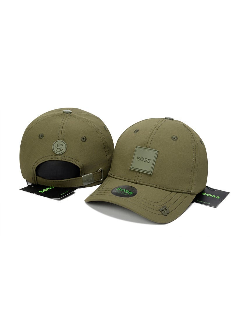 BOSS Dark Green Baseball Cap – 3D Logo Minimalist Casual Sun Hat