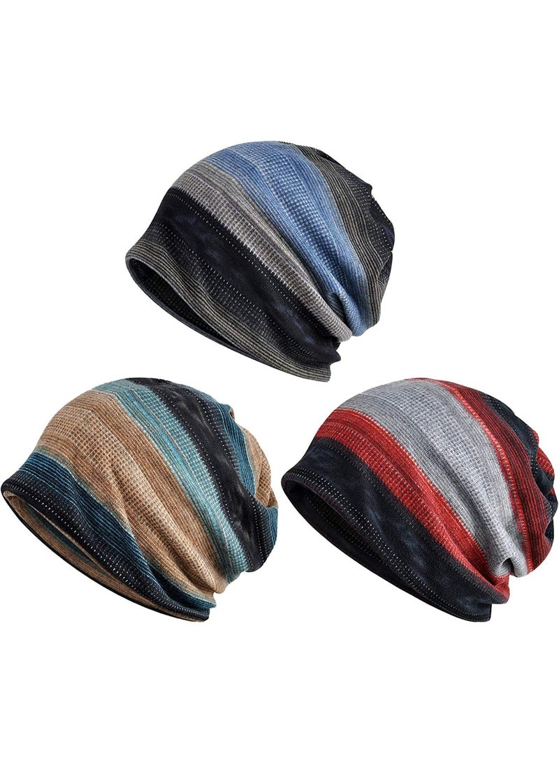 CMGTYYD 3 Pieces Slouchy Beanie for Men & Women, Beanie Cotton, Oversize Long Skull Cap Large Knit Hat, Slouchy Beanie Running Hat, Lightweight Hip Hop Dwarf Hat Beanie Hat for All Seasons - Image 1