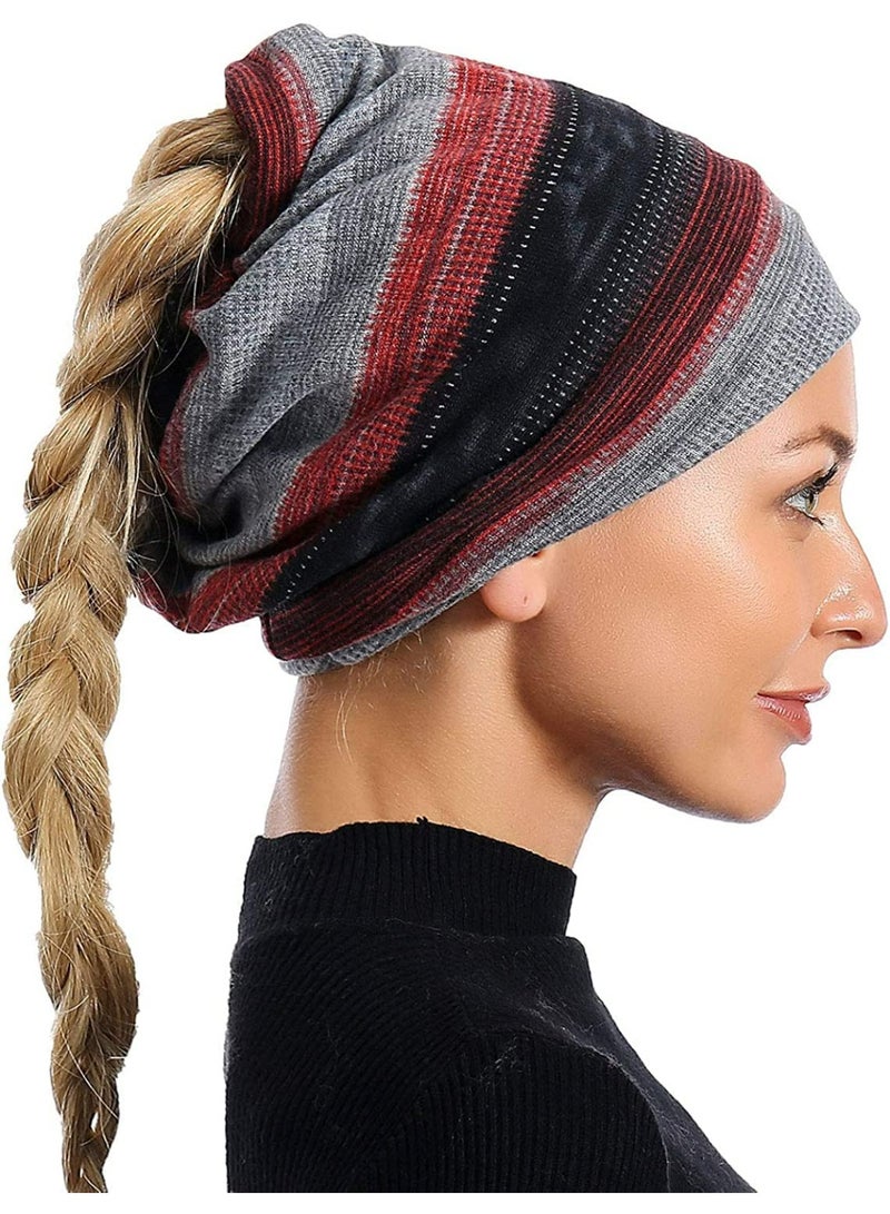 CMGTYYD 3 Pieces Slouchy Beanie for Men & Women, Beanie Cotton, Oversize Long Skull Cap Large Knit Hat, Slouchy Beanie Running Hat, Lightweight Hip Hop Dwarf Hat Beanie Hat for All Seasons - Image 2