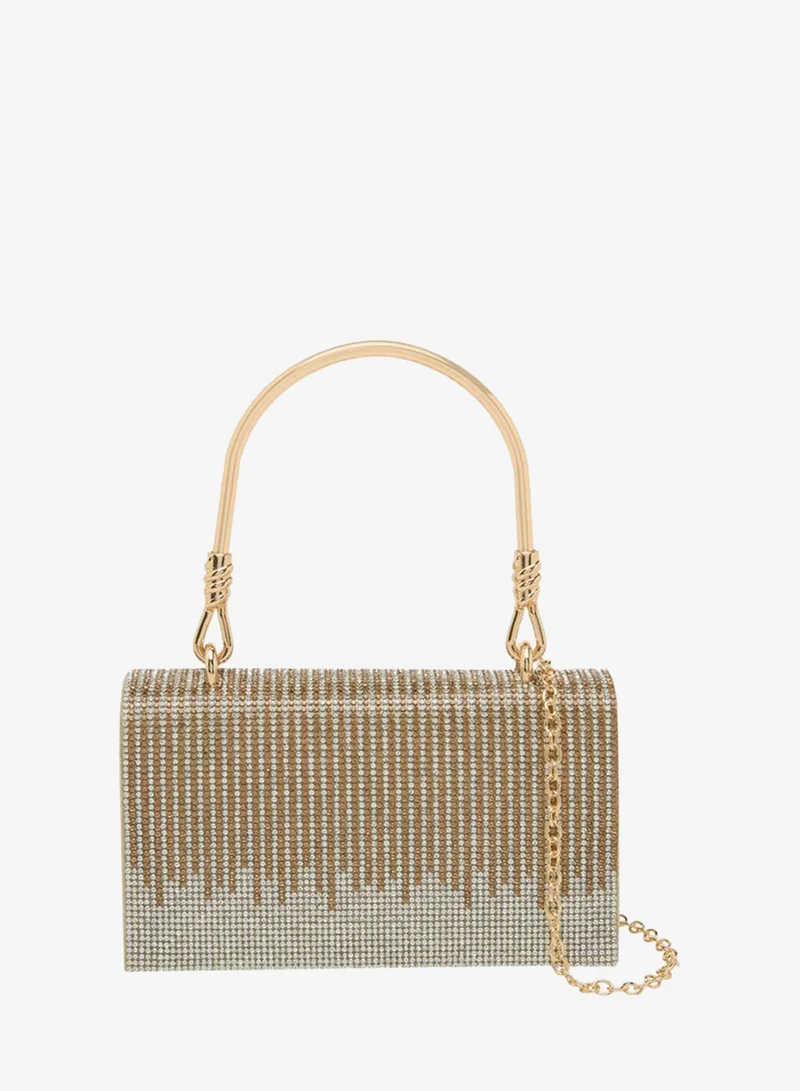 Rhinestone Embellished Clutch With Button Closure