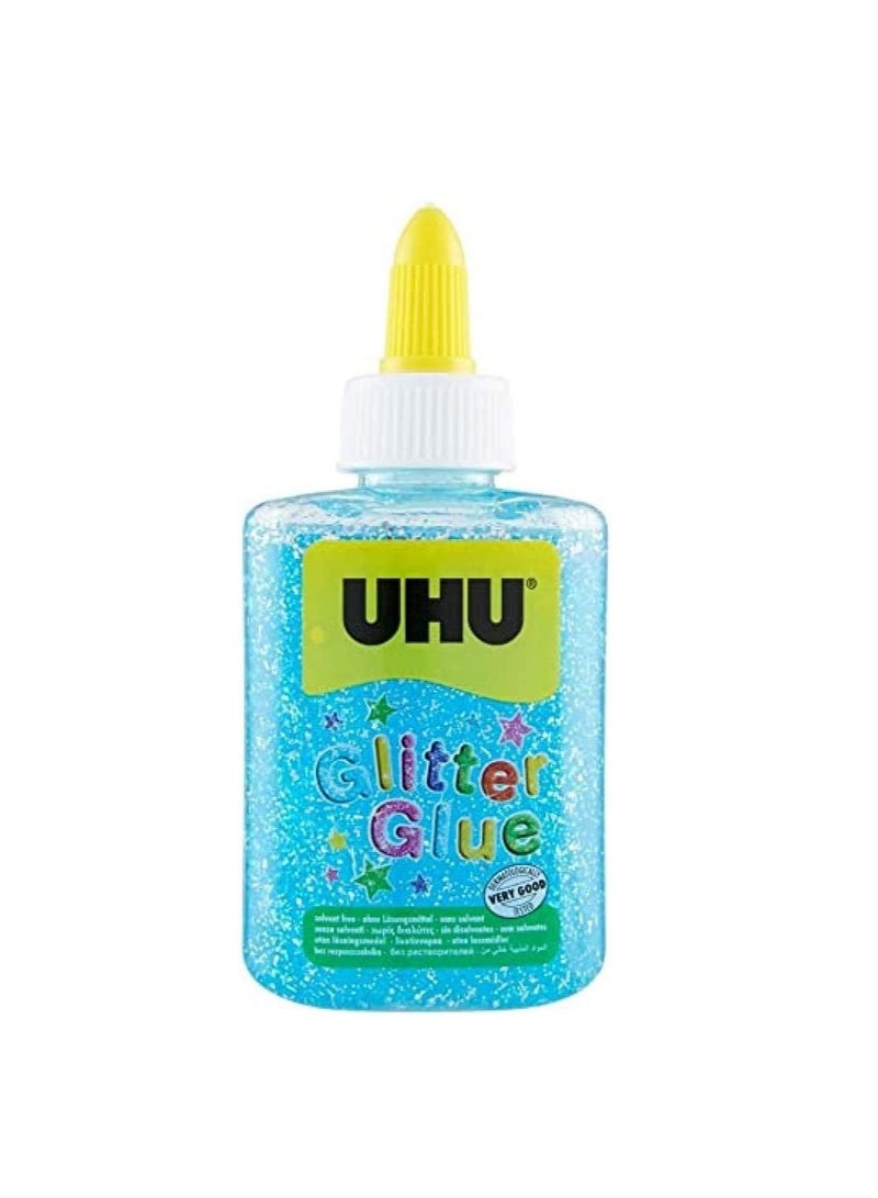 UHU Glitter Glue Bottle 88.5ml Blue - Image 1