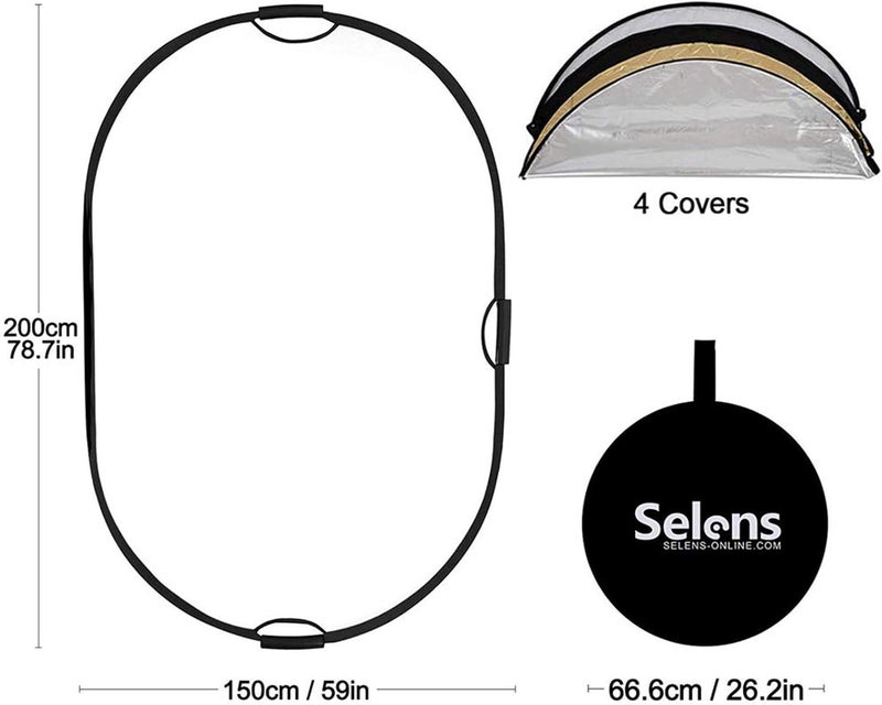 Selens 5-in-1 Oval Reflector with Handle for Photography Photo Studio Lighting & Outdoor Lighting (59 x 78 Inch) - Image 3
